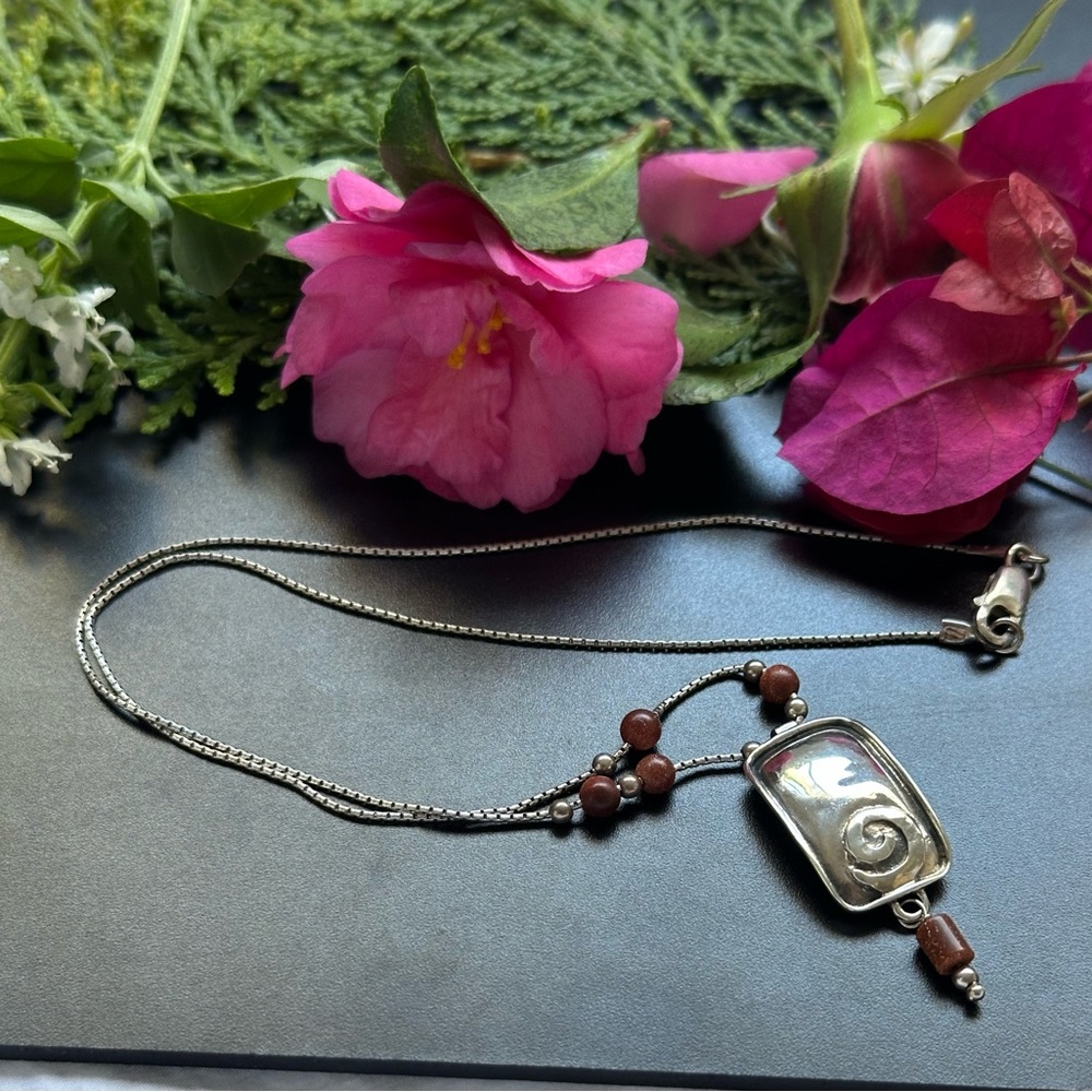 Silpada sterling Silver 925 and sandstone Beaded Necklace
